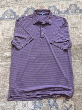 Genteal Men's Striped crimson/burgundy performance Polo Shirt